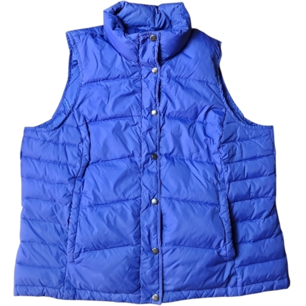 LANDS' END | Royal Blue Down Feather Fill Outerwear Puffer Vest Snap Pocket | 1X